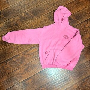 Pink Hoodie with Lip Print